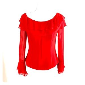 Chetta B Sherrie Bloom Red Blouse Size 6
